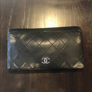 CHANEL Authentic CC Quilted Black Lamb Leather